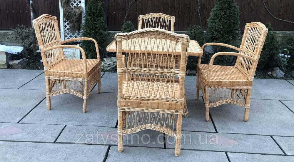 Зручні плетені меблі зі стільцями з підлокітниками Київ - фото 2