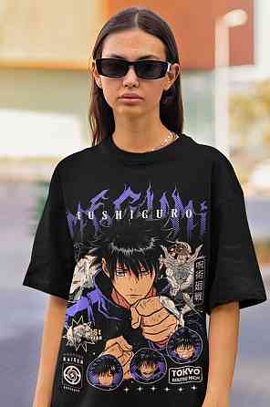 Футболка для мальчика аниме Магическая битва оверсайз (рост от 165 до 180 ) Черний AnimeJ1104m Днепр