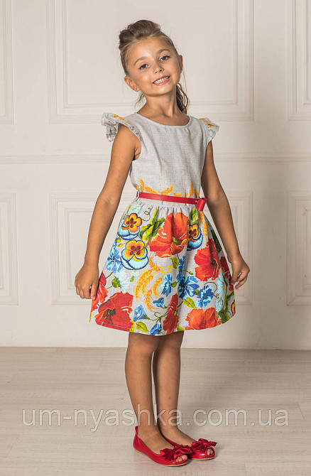 Дитяче українське плаття "Маки на сірому" Кривий Ріг - фото 1