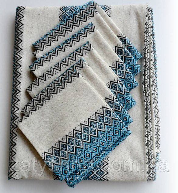 Красива скатертина і серветки вишиті на льону. Київ - фото 1