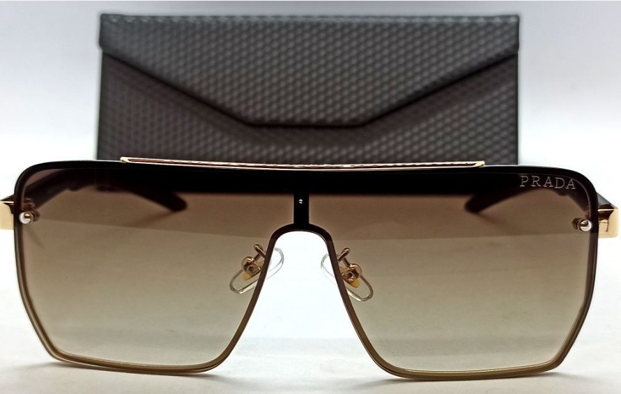 Брендовые мужские очки маска коричневый градиент в золотом металле. Киев - изображение 7