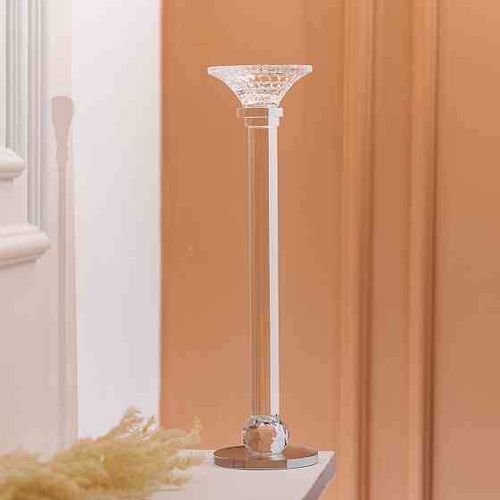 Yiwu Підсвічник скляний на тонкій ніжці 9×29 см прозорий декоративний підсвічник на стіл HP-4-7 Коломия