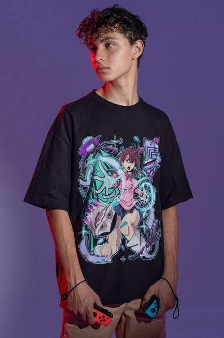 Футболка для хлопчика з аніме принтом Дандадан Сеіко Айасе Косплай оверсайз (зріст від 165 до 180) Чорний AnimeJ1213m Дніпро - фото 4