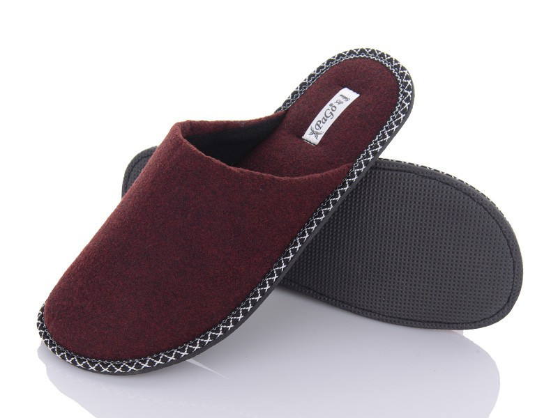 Тапочки домашние мужские комнатные закрытые PaGo бордовый войлок Одесса - изображение 5