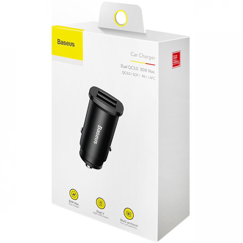 Автомобильное зарядное устройство для Baseus Square Metal 2USB QC 30W (CCALL-DS01) Black Ровно - изображение 2