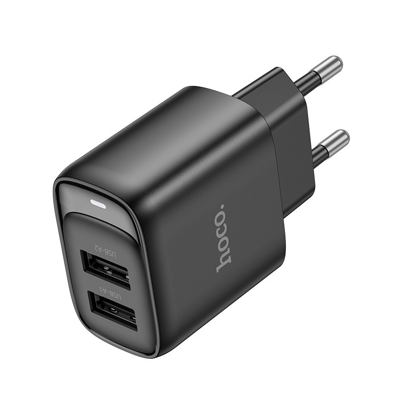 Мережевий зарядний пристрій HOCO C141A Smart dual-port charger Black Одеса - фото 3
