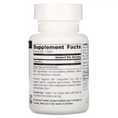 Травы Source Naturals Винпоцетин,10 мг, Vinpocetine, 60 таблеток (SN1398) Винница - изображение 2