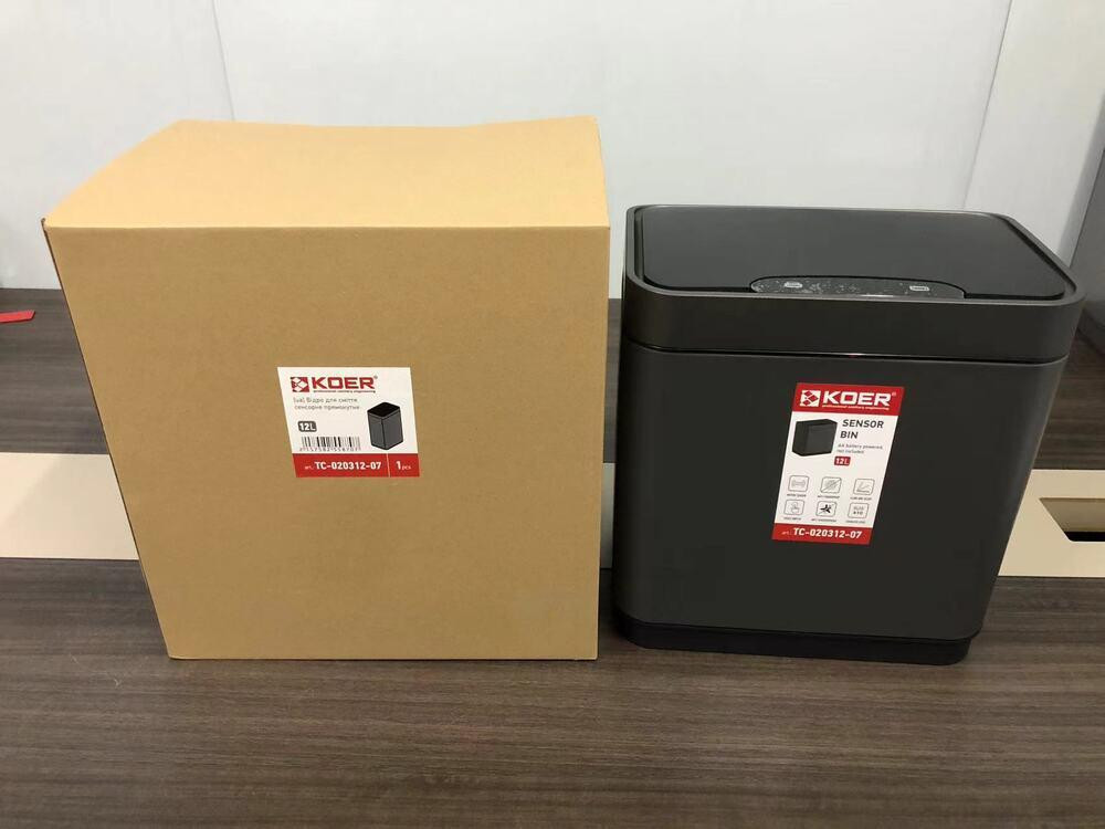 Відро для сміття сенсорне прямокутне Koer TC-020312-07 12 л колір графіт нерж. сталь антипалець (KR5587) Чернівці - фото 6