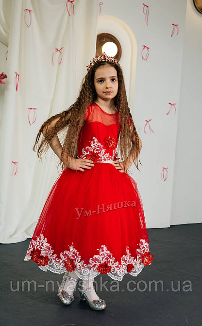 Детское нарядное красное платье 3Д-Кружево 116-134 Кривой Рог - изображение 3