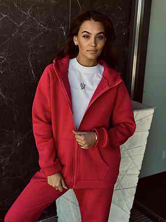Теплый спортивный костюм женский на змейке Красный 42/44 Харьков