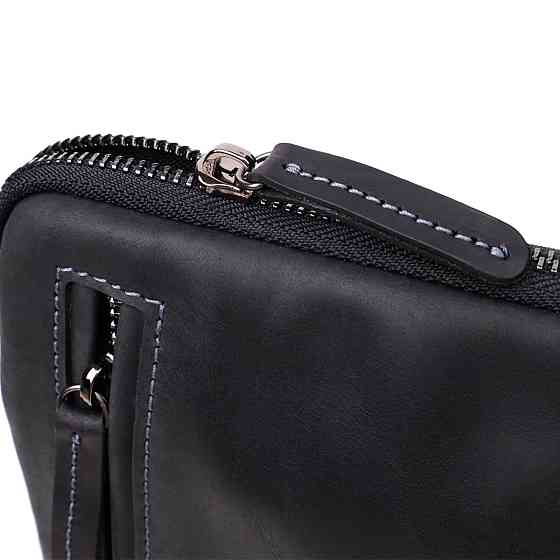 Зручна сумка для чоловіків на плече із натуральної вінтажної шкіри Shvigel 23147 Чорний Київ