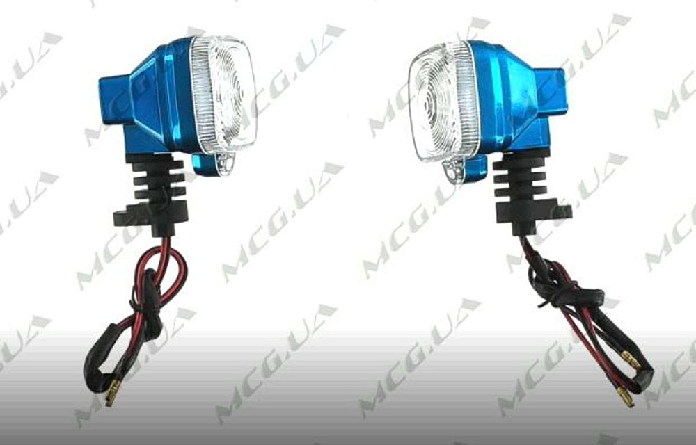 Поворот світлодіодний, квадрат (9 LED, синій, Г-обгазний, біле скло) JS Київ - фото 1