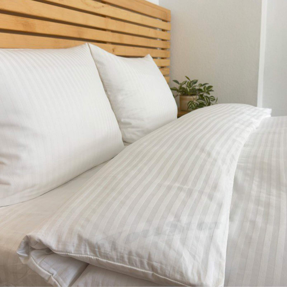 Постільна страйп сатин комплект двоспальний 125 г/м2 YouStar (Білий) 2 х 70х70 Суми - фото 3