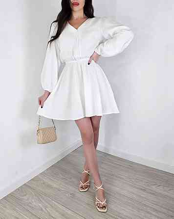 Женское легкое мини платье из натуральной ткани муслин Белый, 48/52 Одесса