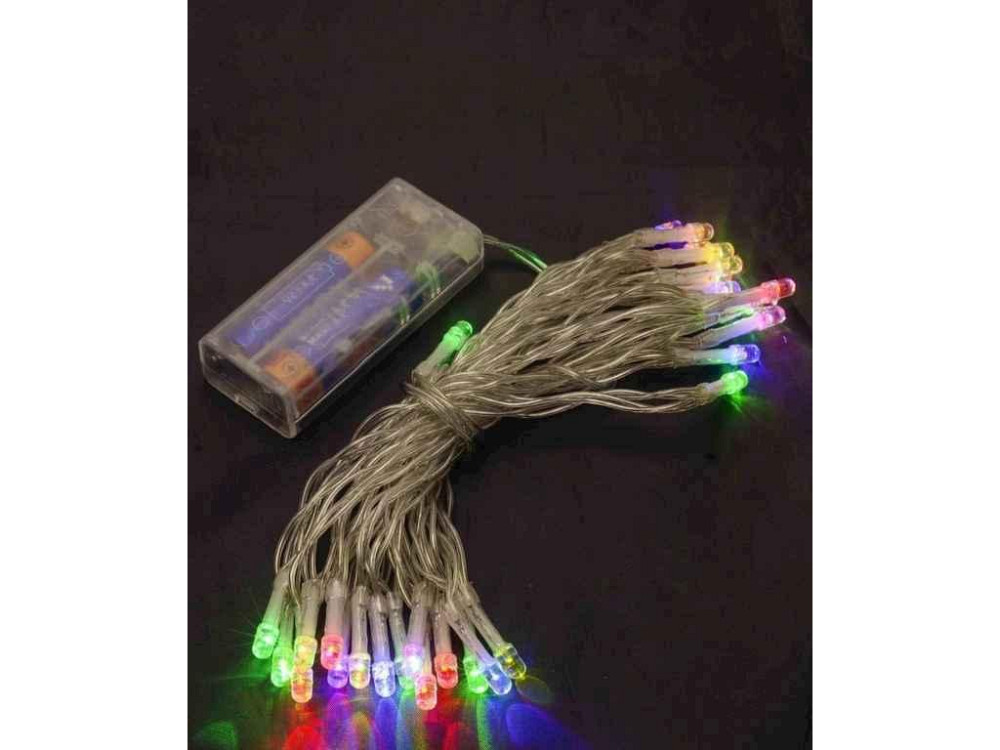 Гірлянда 30LED мульті 3м на батарейках, прозорий провід 1103-54 ТМ КИТАЙ Київ - фото 1