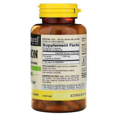 Трави Mason Natural Кориця 1000 мг, Cinnamon, 100 капсул (MAV-14651) Вінниця