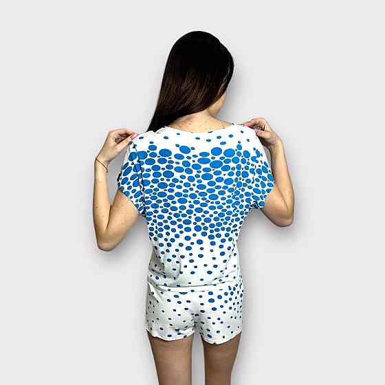 Пижама женская с шортами хлопок Голубой 2XL/3XL Харьков