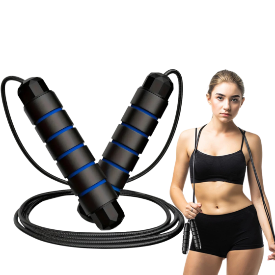 Скакалка, гімнастична, швидкісна для кросфіту з підшибниками, сталевий трос довжина 3 м, синя Кам'янець-Подільський