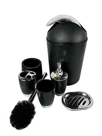 Набір якісних стильних аксесуарів для ванної кімнати з 6 предметів, Чорний Кам'янець-Подільський