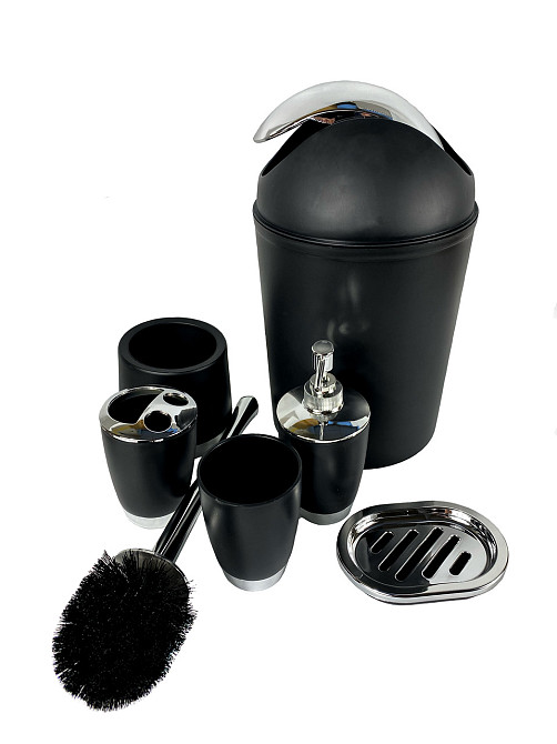 Набор качественных стильных аксессуаров для ванной комнаты из 6 предметов, Чорный Каменец-Подольский - изображение 2