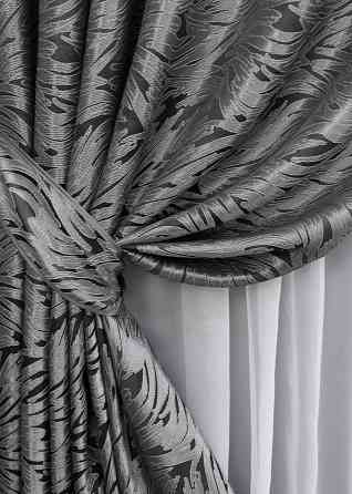 Комплект готових штор VR-Textil Жакард Magic № 1610ш Чорний з сірим 145х270 см 2 шт (33-0484) Київ