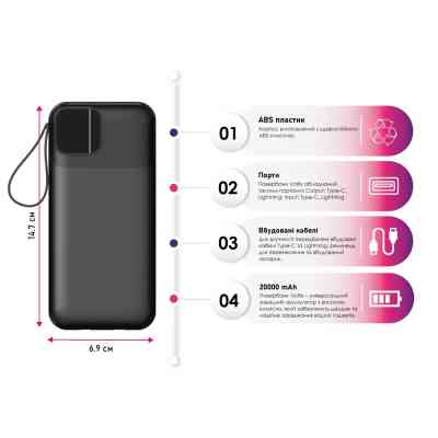 Батарея универсальная TheGeneral 20000mah Voltix, 22.5W Fast Charge PD White (40012819-08) Винница