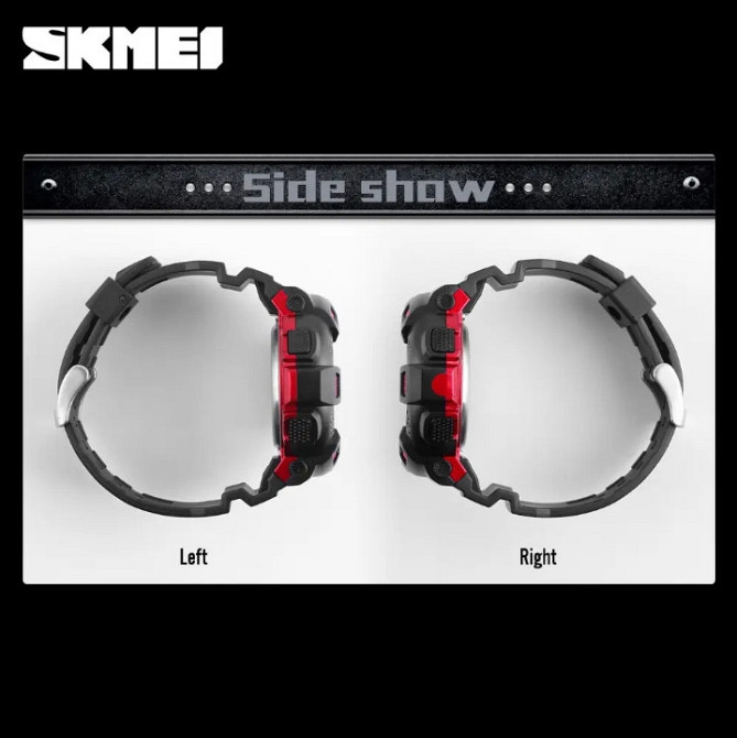 Чоловічий наручний годинник Skmei Champion 1243A Чорний з червоним Вінниця - фото 6