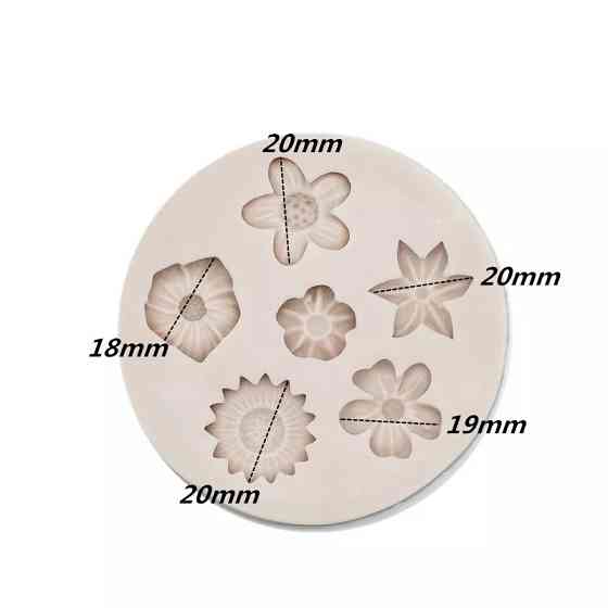 Молд силиконовый Цветы 8 см серый Киев