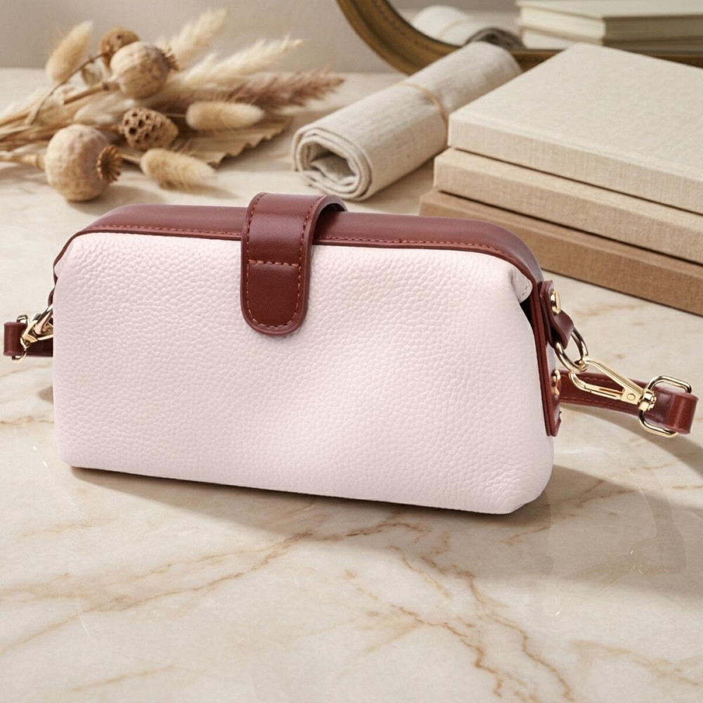 Чудовий клатч з цікавою клямкою з натуральної шкіри Vintage 22426 Білий Київ - фото 14