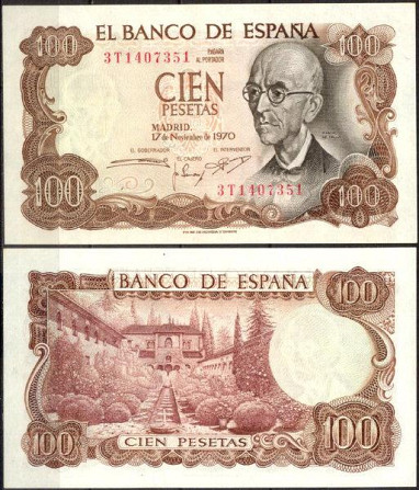 Іспанія / Spain 100 Peset 1970 Pick 152 UNC Полтава - фото 1