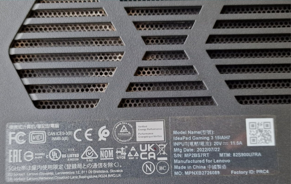 Ноутбук: Lenovo Gaming 3 15