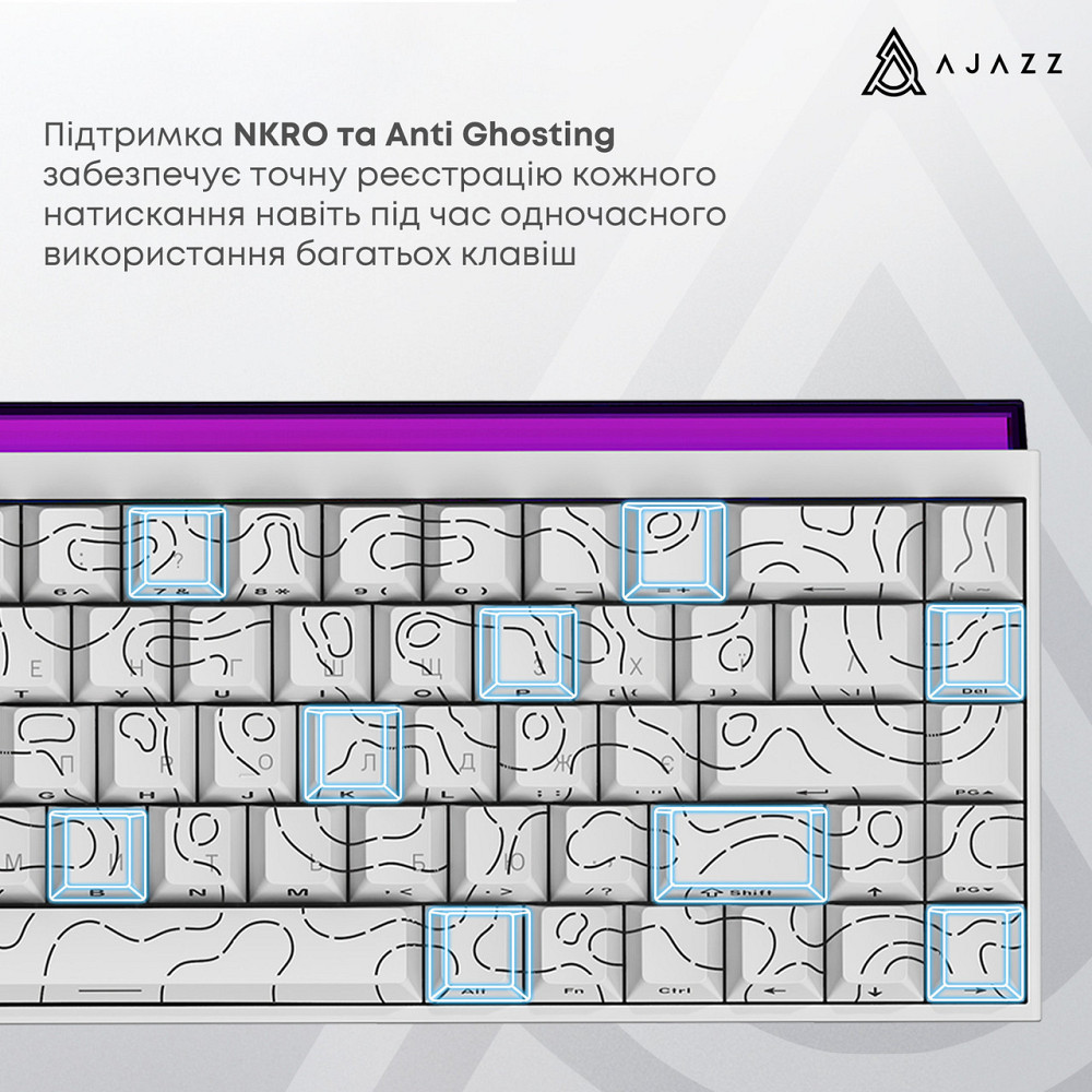 Клавіатура Ajazz NK68 Red Switch White USB-C (NK68-R-S-W) ( 20881 ) Харків - фото 2