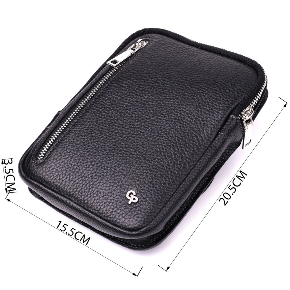 Прямоугольная сумка бананка из качественной натуральной кожи GRANDE PELLE 22877 Черный Киев - изображение 10