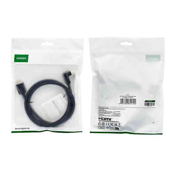 Кабель UGREEN HDMI 4K Cable Male to Male 90 Degree Black 1m Київ