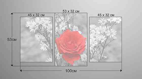 Модульна картина Квіти Троянда Art-3_3 Київ