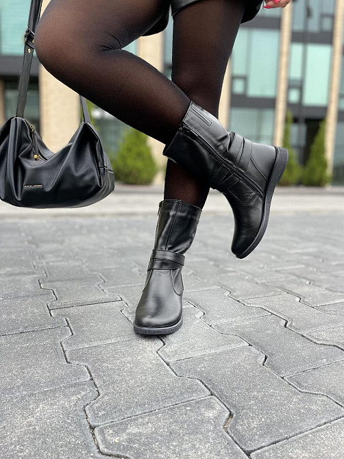 Напівчоботи жіночі ЭММА 01 чорні натуральна шкіра висота 21 см обхват 29-32 см розміри 36-40 (2 Коломыя - изображение 6