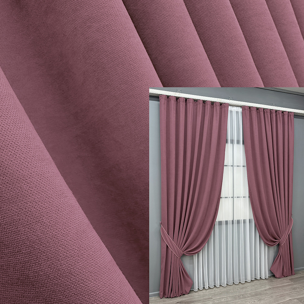 Комплект готових штор VR-Textil Мікровелюр Petek № 1490ш Рожевий 200х290 см 2 шт (32-529) Київ - фото 1