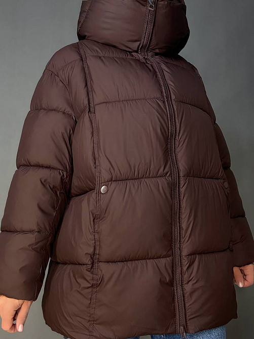 Куртка жіноча Lady Yep 10036 парка пуфер оверсайз з капюшоном коричнева, коричневий, 44 Київ - фото 5