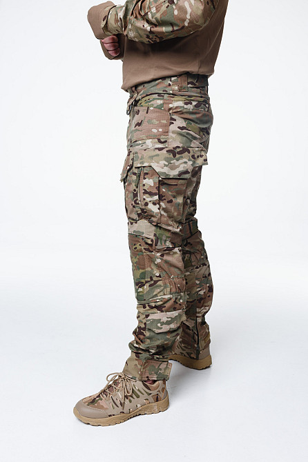 Чоловічі військові літні штани мультикам з наколінниками, ріп стоп, зміцненими зонами та еластичними вставками Львів - фото 2