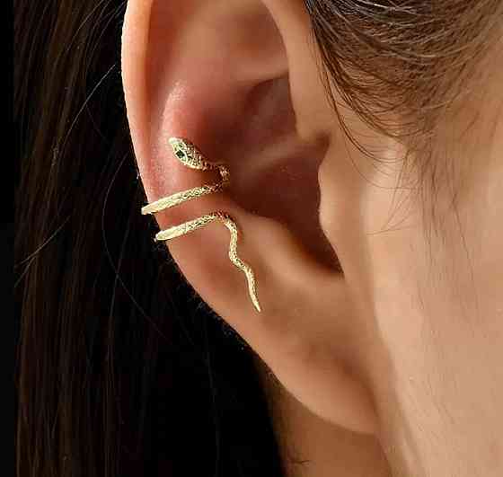 Каффа на ухо в виде змеи, золотистая серьга без прокола Киев