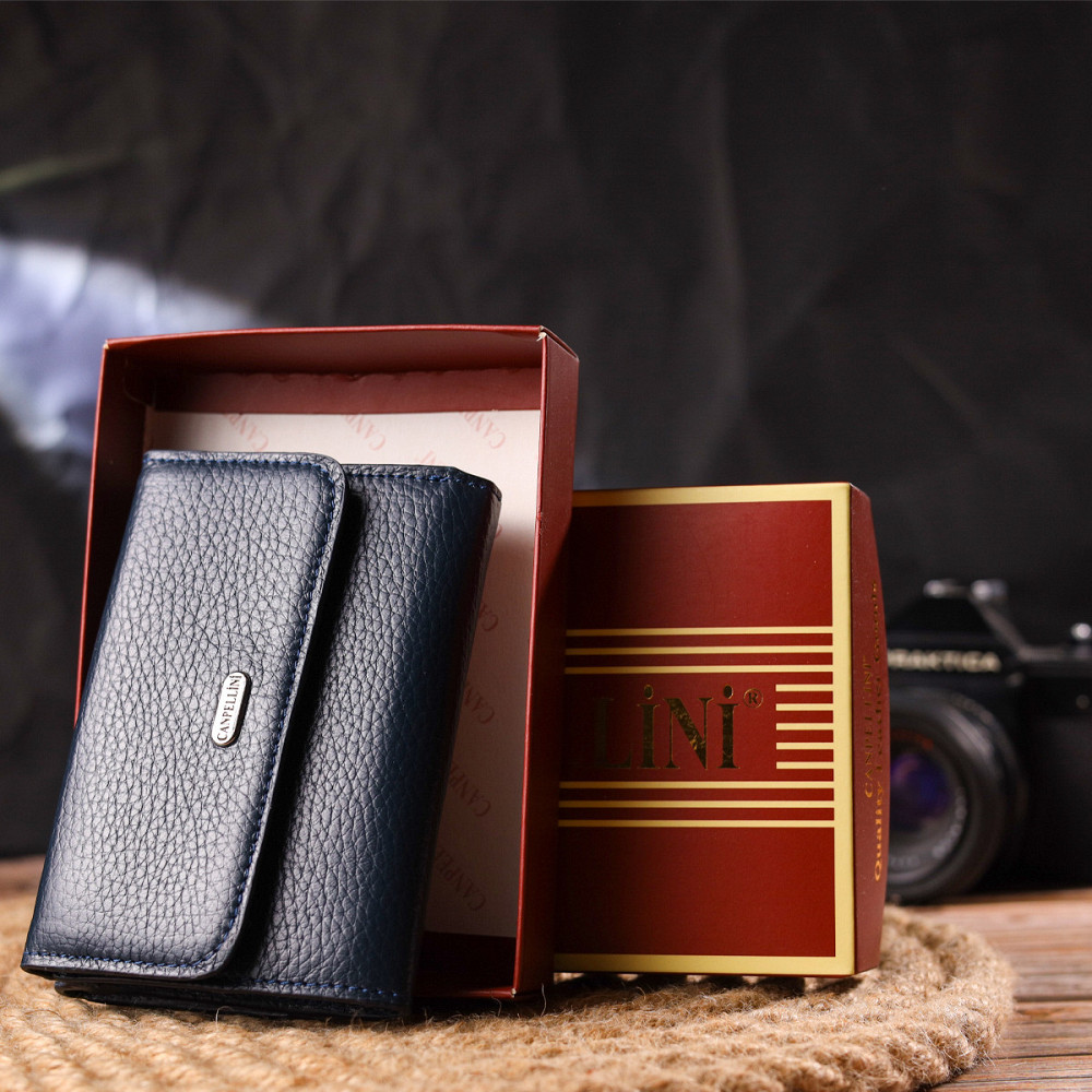 Практичний гаманець для жінок із натуральної шкіри флотар CANPELLINI 21593 Синій Київ - фото 8