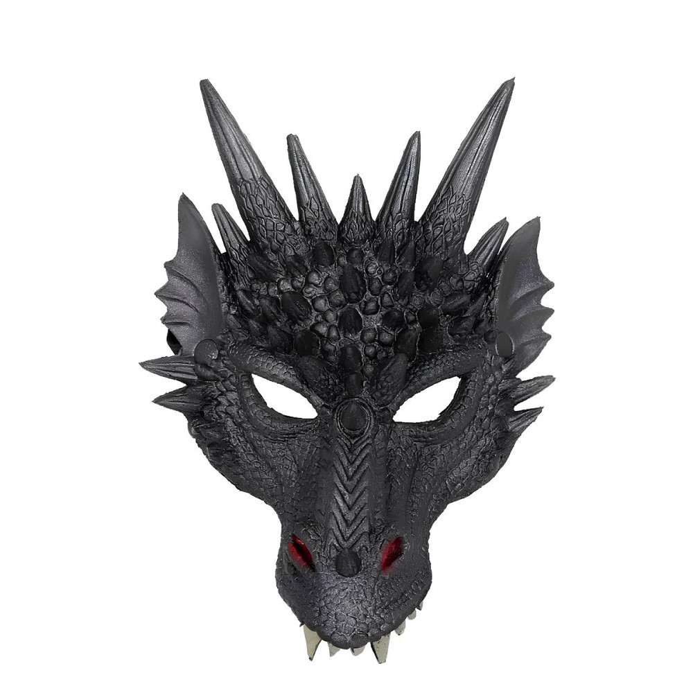 Черная маска дракона RESTEQ из полиуретановой пены, универсальная маска Dragon для взрослых и детей Киев - изображение 1