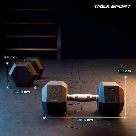 Гантеля шестигранная прорезиненная TX-050RD Trex Sport 5кг Киев