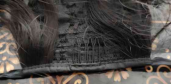 Перука хвіст чорний. Волосся шиньйон хвилястий. Накладний хвіст із затискачами. Шиньйон для брюнеток 51 см Київ