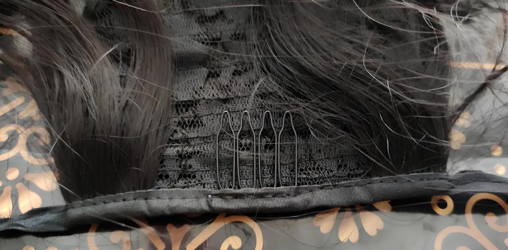 Перука хвіст чорний. Волосся шиньйон хвилястий. Накладний хвіст із затискачами. Шиньйон для брюнеток 51 см Київ - фото 4