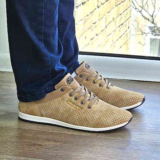 Мужские Мокасины Летние Бежевые Кроссовки Сеточка Коричневые Светлые (размеры: 40,41,42,43,44,45) - 207-4 Днепр