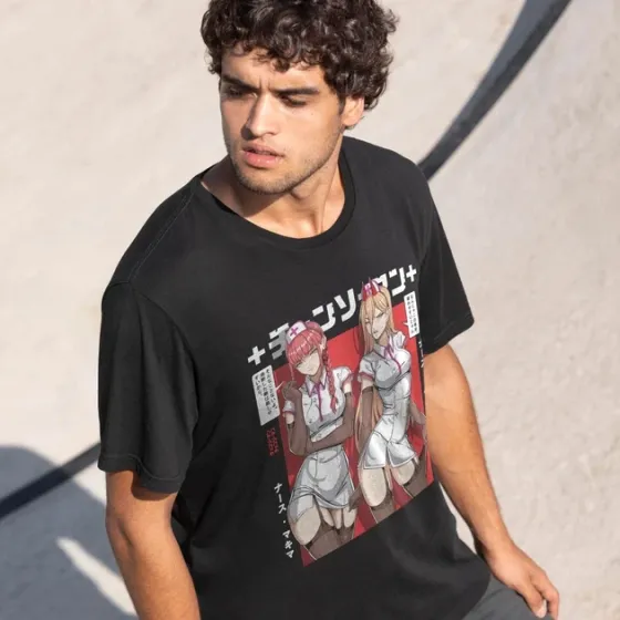 Футболка мужская с принтом Человек Бензопила Макіма і Павер Размер 48 Anime0912 Днепр