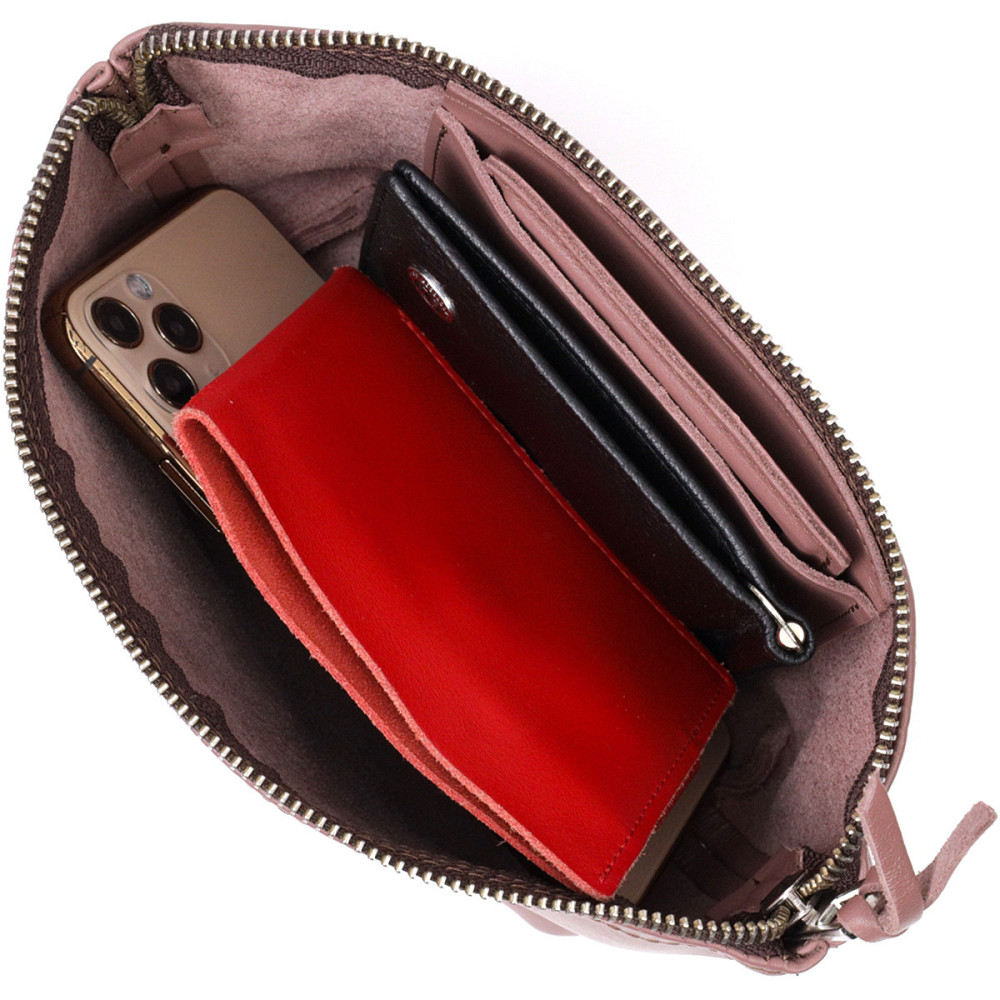 Чарівна жіноча шкіряна косметичка Пудровий (GRANDE PELLE) Київ - фото 1