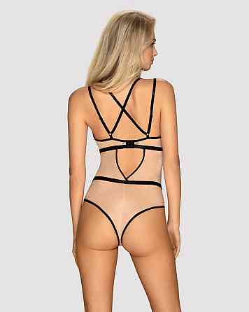 Боді з контрастними смугами Obsessive Nudelia teddy S/M Sex Aura Київ