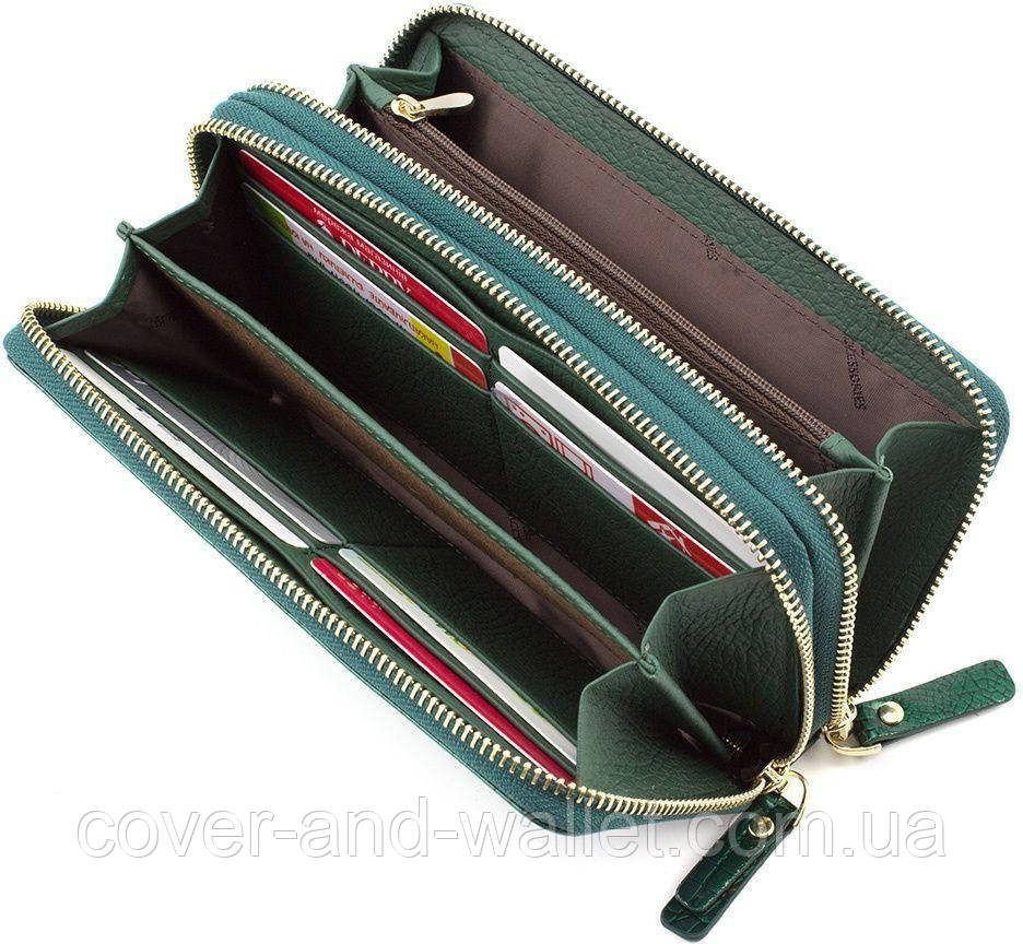 Зеленый лаковый женский кошелек клатч на две молнии ST Киев - изображение 2